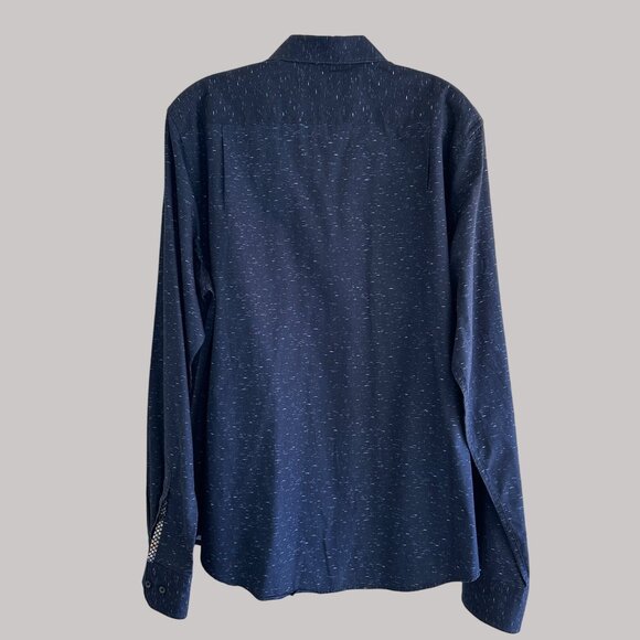 Cactus Man Men's Navy Blue Long Sleeve Button-Up Shirt With Speckled Design XL - Picture 6 of 12